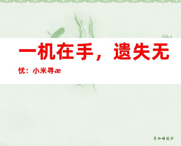 一机在手，遗失无忧：小米寻机功能保驾护航